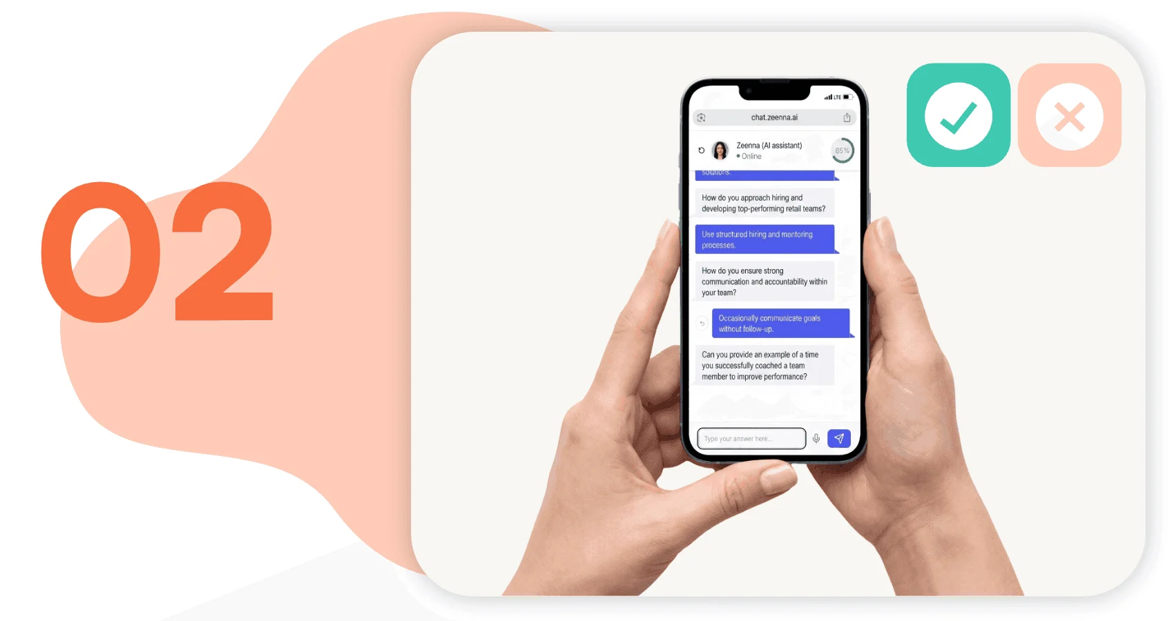 Candidate completing Zeenna's AI pre-screening conversation on a phone